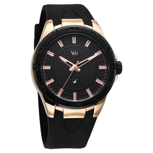Vyb Challenger By Fastrack Quartz Analog Black Dial Silicone Strap Watch For Guys - image number 1