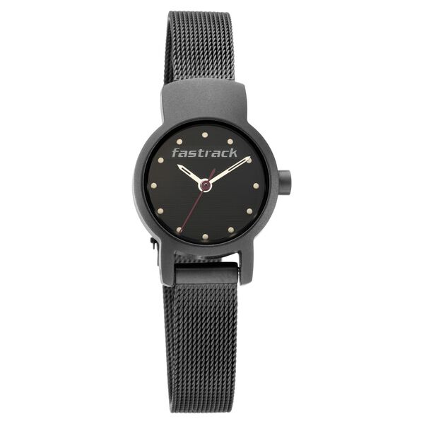 Fastrack Hitlist Quartz Analog with Date Black Dial Stainless Steel Strap Watch for Girls - image number 0