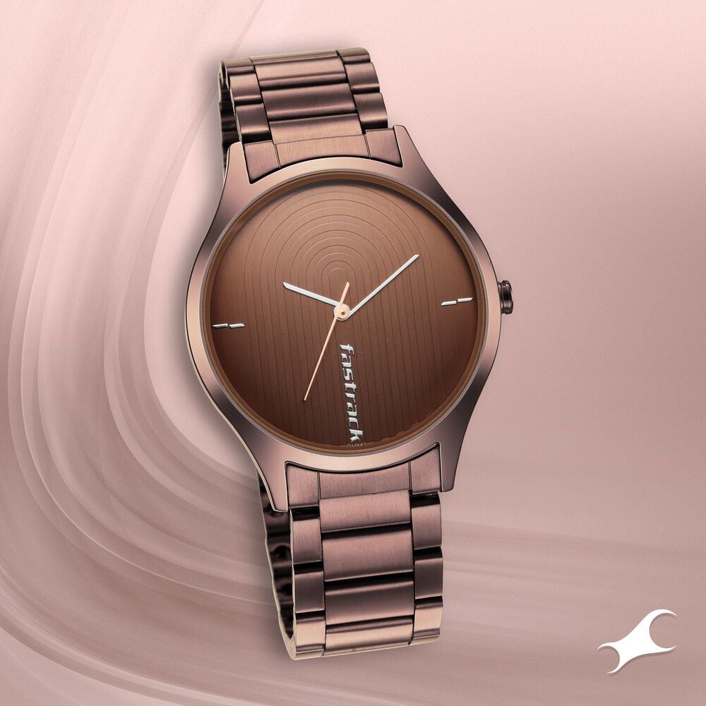 Fastrack Style Up Quartz Analog Brown Dial Stainless Steel Strap