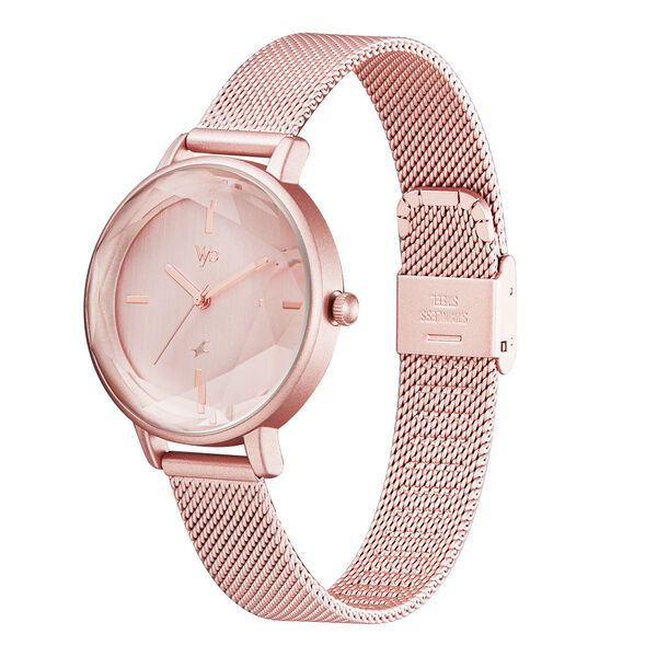 Fastrack Vyb Aurora Quartz Analog Rose Gold Dial Stainless Steel Strap Watch for Girls - image number 3