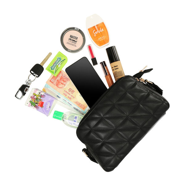 Black Quilted Sling Bag - image number 6