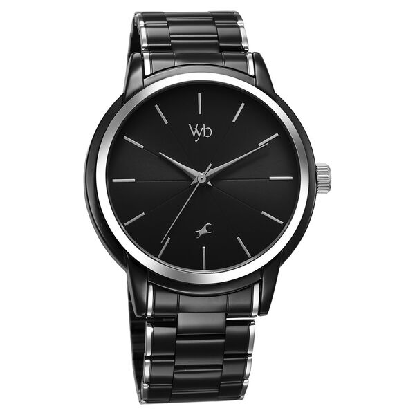 Fastrack Vyb Phantom Quartz Analog Black Dial Two Toned Metal Strap Watch For Guys - image number 2