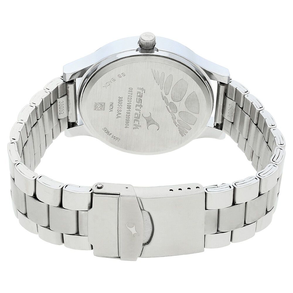 Buy Online Fastrack Bold Quartz Analog Black Dial Stainless Steel Strap Watch for Guys 38051sm08 p Fastrack