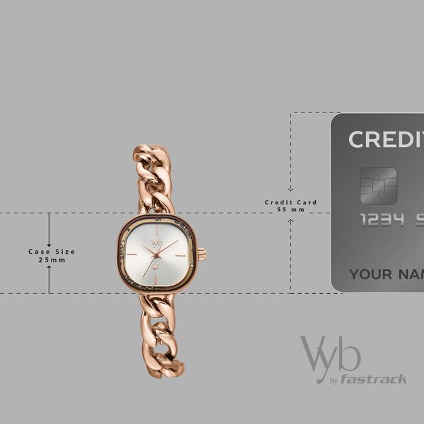 Vyb Starlet By Fastrack Quartz Analog Silver Dial Rose Gold Metal Strap Watch For Girls - image number 3