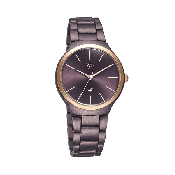 Fastrack Vyb Slayer Quartz Analog Maroon Dial Metal Strap Watch for Girls - image number 1