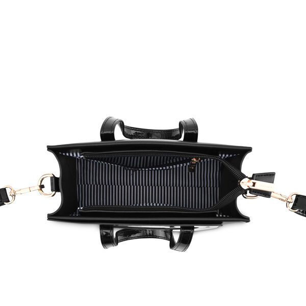 Fastrack Sling Satchel with Patent Faux-Leather Texture in Black - image number 8