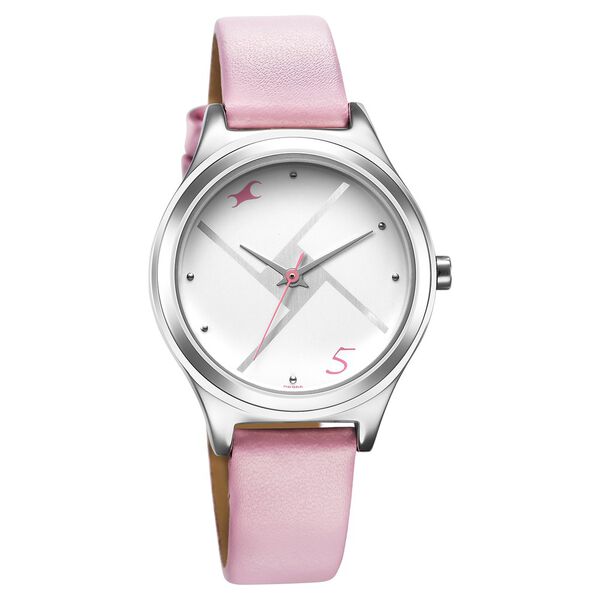 Fastrack Stunners Silver Dial Leather Strap Watch for Girls - image number 1
