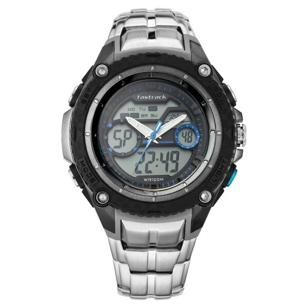Fastrack Deux Machina Quartz Analog Digital Blue Dial Stainless Steel Strap Watch for Guys - image number 1