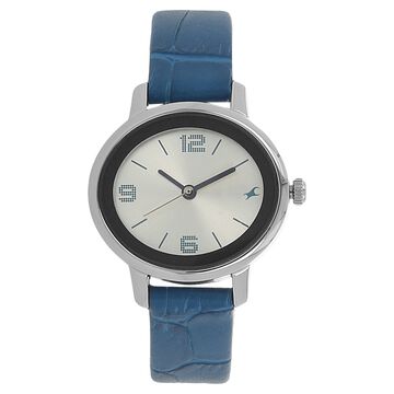 Fastrack Quartz Analog Silver Dial Leather Strap Watch for Girls