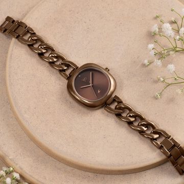 Vyb Spotlight By Fastrack Quartz Analog Brown Dial Brown Metal Strap Watch For Girls