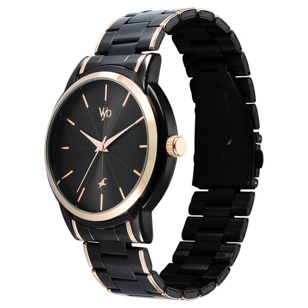 Fastrack Vyb Phantom Quartz Analog Black Dial Two Toned Metal Strap Watch For Guys - image number 3