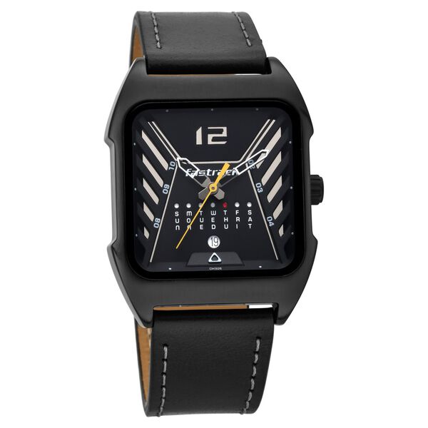 Fastrack Gamify Quartz Analog with Day and Date Black Dial Leather Strap Watch for Guys - image number 0
