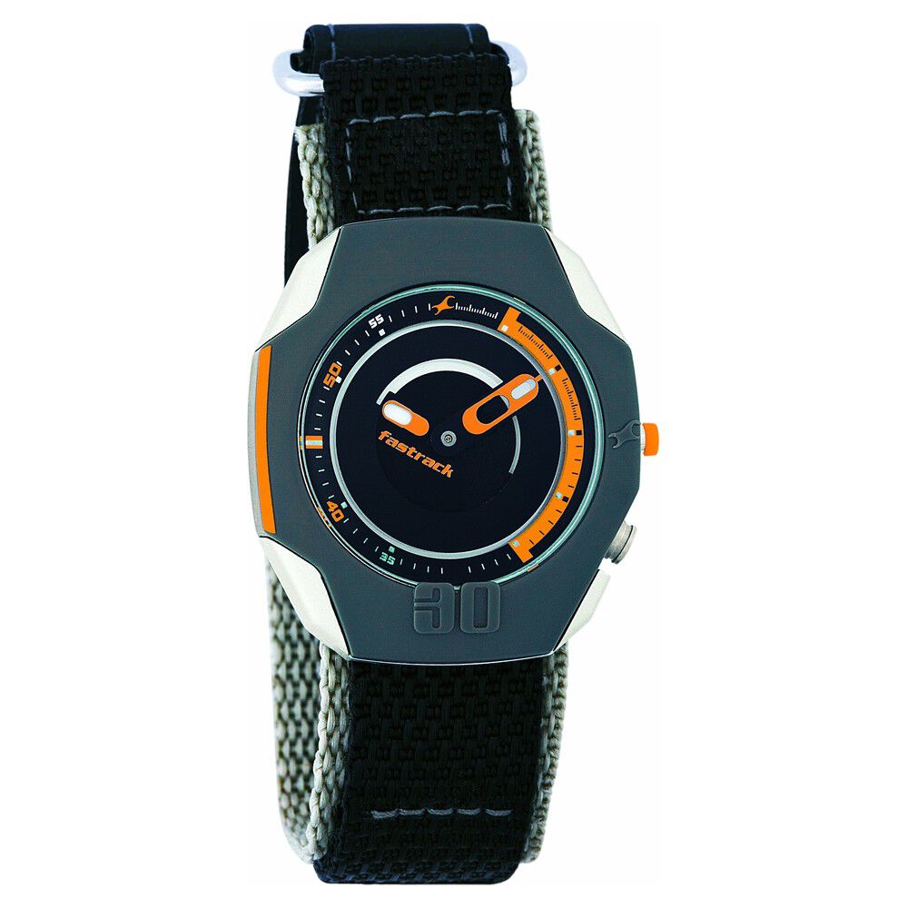 Fastrack Quartz Analog Black Dial Fabric Strap Watch for Guys