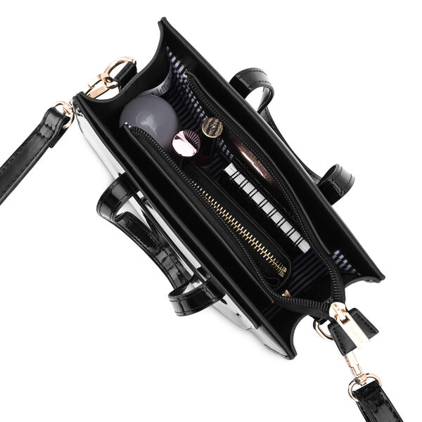 Fastrack Sling Satchel with Patent Faux-Leather Texture in Black - image number 7