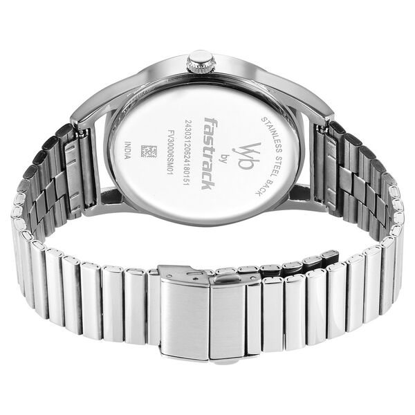 Fastrack Vyb Horizon Quartz Analog Blue Dial Silver Metal Strap Watch For Guys - image number 5