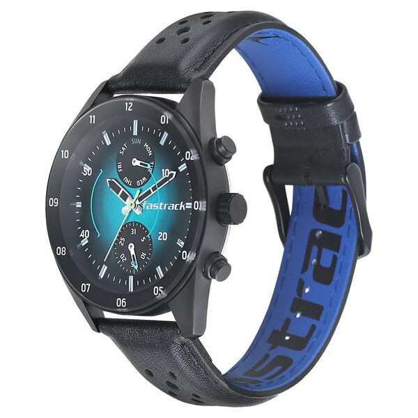 Fastrack Space Rover Quartz Multifunction Blue Dial Leather Strap Watch for Guys - image number 2