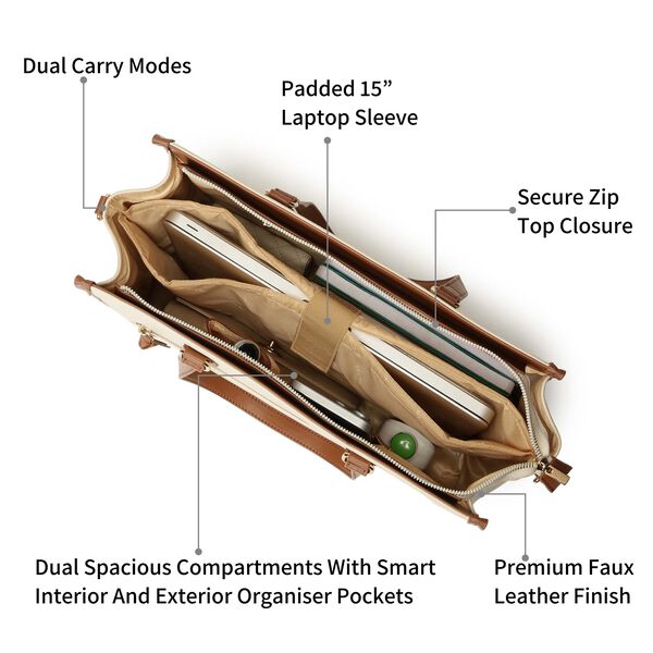 Powercarry laptop tote - beige - image number 3