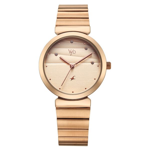 Fastrack Vyb Charmer Quartz Analog Rose Gold Dial Metal Strap Watch For Girls - image number 1