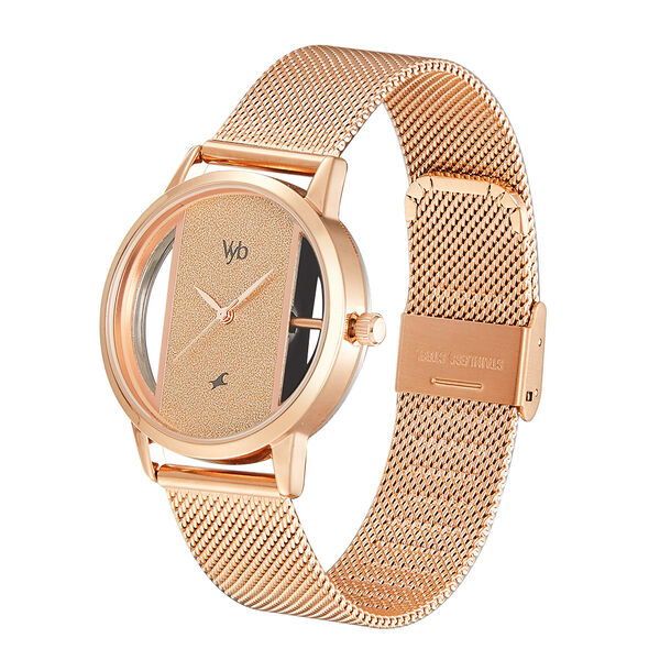 Fastrack Vyb Runway Quartz Analog Rose Gold Dial Stainless Steel Strap Watch for Girls - image number 3