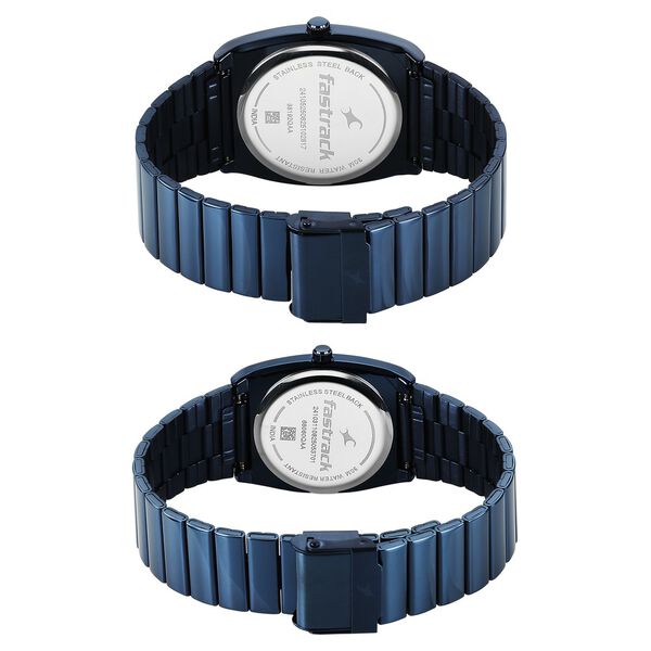 Fastrack Mixmatched Quartz Analog Multicoloured Dial Two Toned Stainless Steel Strap Watch For Couple - image number 4