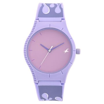 Fastrack Tees BTS Quartz Analog Purple Dial Purple Silicone Strap Watch for Girls