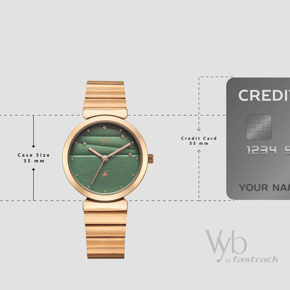 Buy Online Fastrack Vyb Charmer Quartz Analog Green Dial Metal