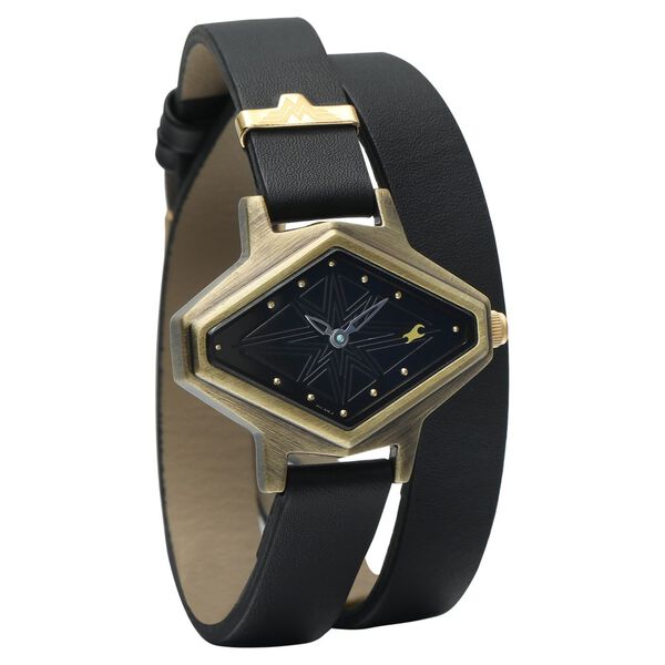 Fastrack Wonder Woman Quartz Analog Black Dial Leather Strap Watch for Girls - image number 2