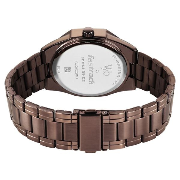 Vyb Quest By Fastrack Quartz Analog Brown Dial Brown Metal Strap Watch For Guys - image number 5