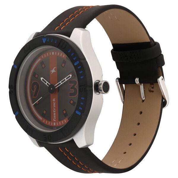 Fastrack Quartz Analog Black Dial Leather Strap Watch for Guys - image number 2