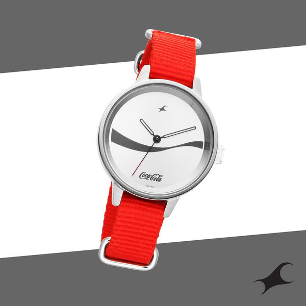 Fastrack Coca Cola Edition By Fastrack Quartz Analog Silver Dial Nylon Strap Watch for Girls - image number 0