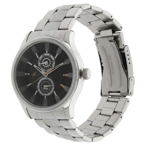 Fastrack Quartz Multifunction Black Dial Stainless Steel Strap Watch for Guys - image number 1