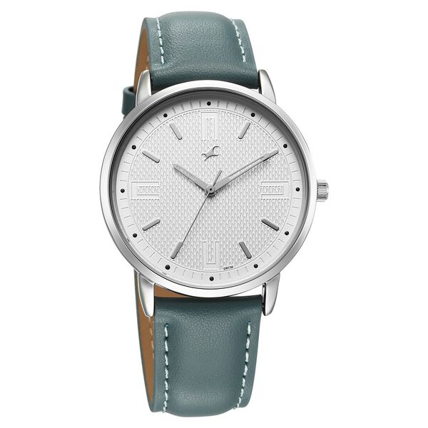 Fastrack Stunners X Quartz Analog Silver Dial Leather Strap Watch For Guys - image number 1