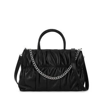 Gathered faux leather satchel