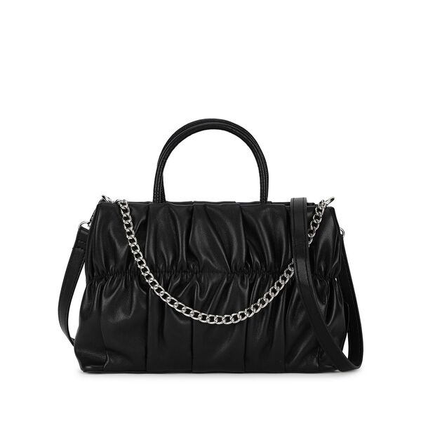 Gathered faux leather satchel - image number 0