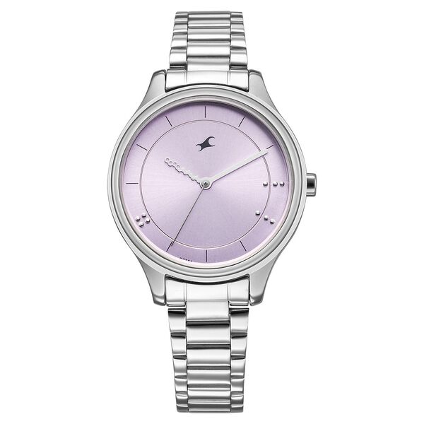 Fastrack Stunners Quartz Analog Pink Dial Silver Metal Strap Watch For Girls - image number 0