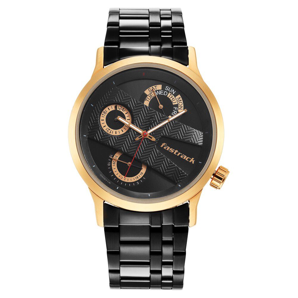 Black dial black stainless steel strap watch nk3147km01 sales