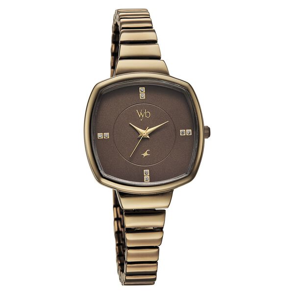 Fastrack Vyb Muse Quartz Analog Khaki Dial Metal Strap Watch For Girls - image number 2