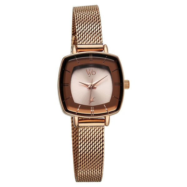 Vyb Seeker By Fastrack Quartz Analog Rose Gold Dial Metal Strap Watch For Girls - image number 1