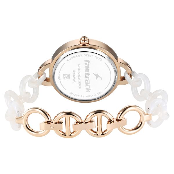 Fastrack Younique Quartz Analog Mother Of Pearl Dial Acetate And Metal Strap Watch For Girls - image number 5