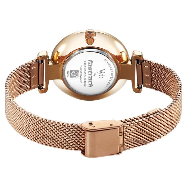 Fastrack Vyb Classique Quartz Analog Rose Gold Dial Rose Gold Metal Strap Watch For Women - image number 4