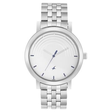 Fastrack Crush Quartz Analog White Dial Stainless Steel Strap Watch for Guys