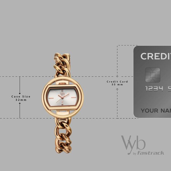 Vyb Spotlight By Fastrack Quartz Analog Silver Dial Rose Gold Metal Strap Watch For Girls - image number 3