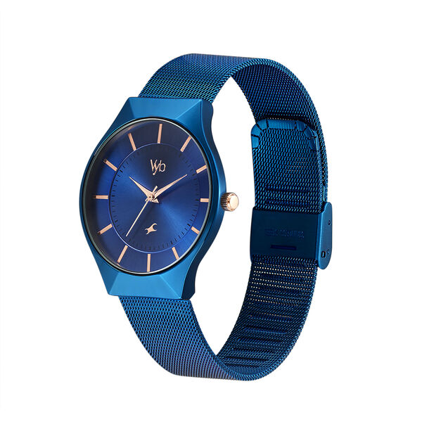 Fastrack Vyb Successor Quartz Analog Blue Dial Stainless Steel Strap Watch for Girls - image number 3