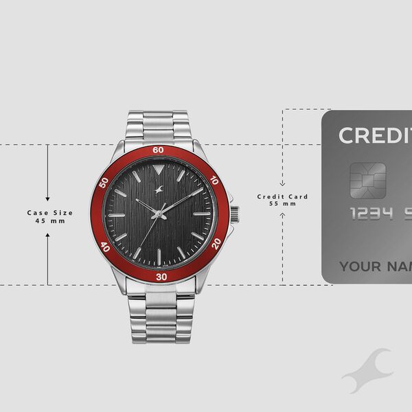 Fastrack Stunners Quartz Analog Black Dial Black Stainless Steel Strap Watch For Guys - image number 3