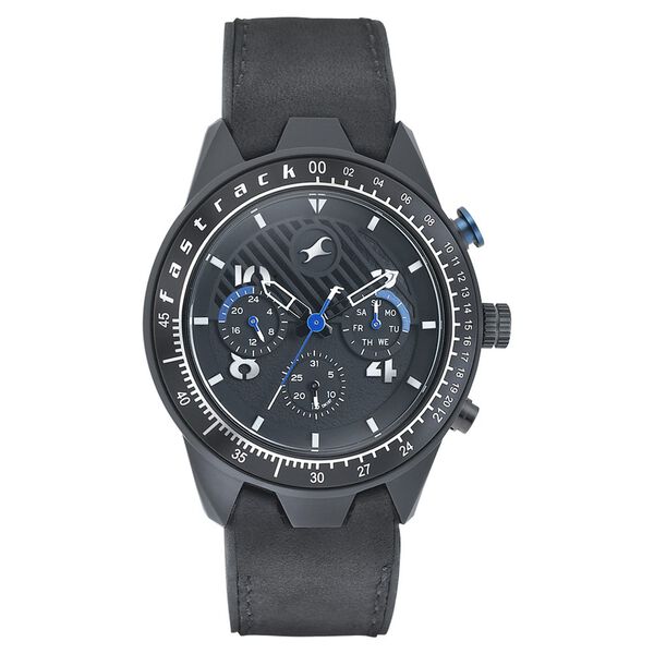 Fastrack All Nighters Quartz Multifunction Black Dial Leather Strap Watch for Guys - image number 2