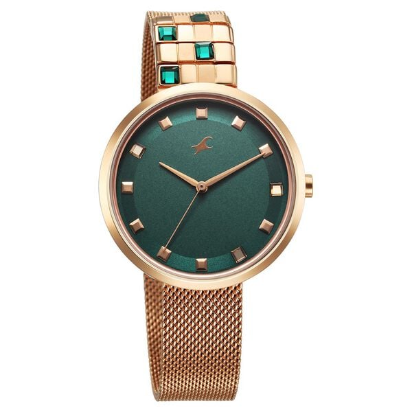 Fastrack Fleek Quartz Analog Green Dial Stainless Steel Strap Watch for Girls - image number 1