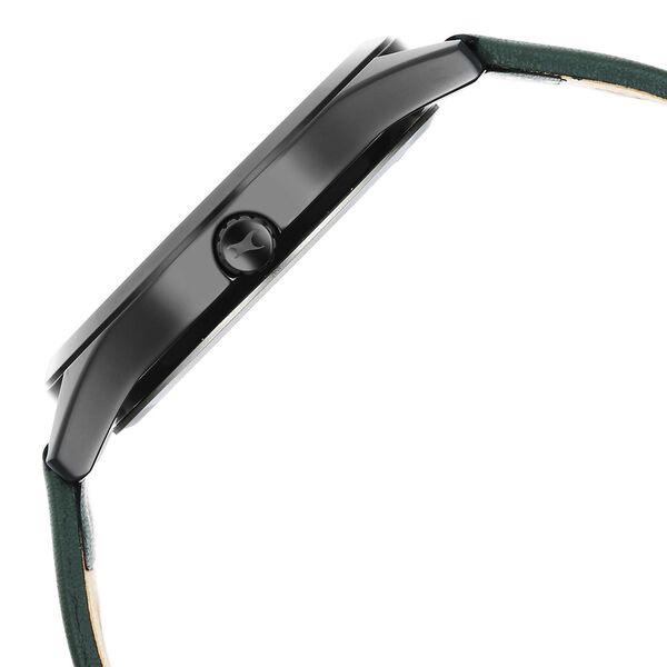 Fastrack Stunners Quartz Analog Black Dial Green Leather Strap Watch For Guys - image number 3