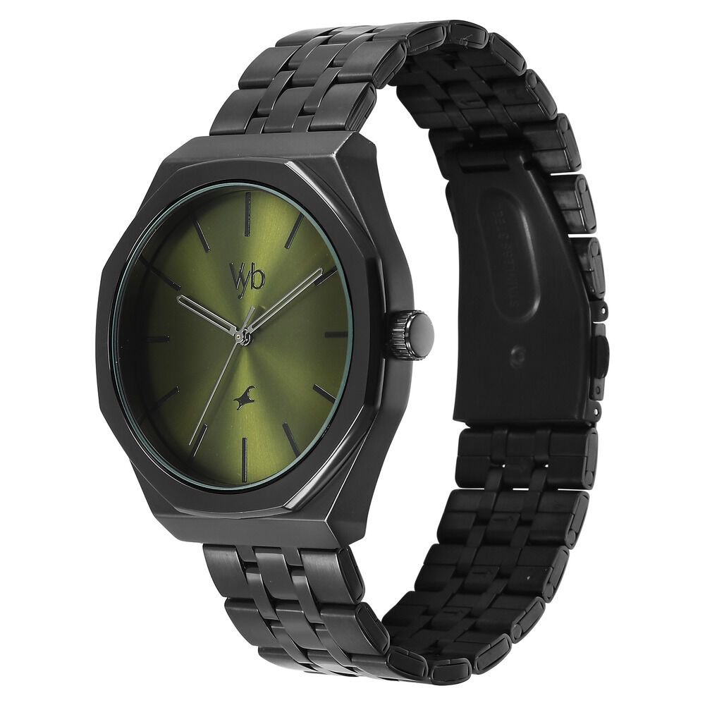 Buy Online Fastrack Vyb Challenger Quartz Analog Green Dial Metal