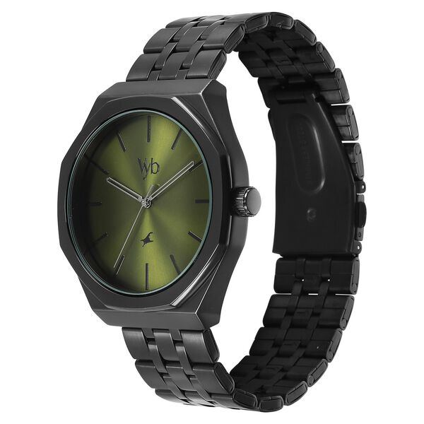 Fastrack Vyb Challenger Quartz Analog Green Dial Metal Strap Watch For Guys - image number 4