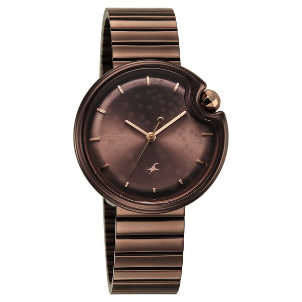 Fastrack Groove Analog with Brown Dial Brown Metal Strap Watch for Girls - image number 2
